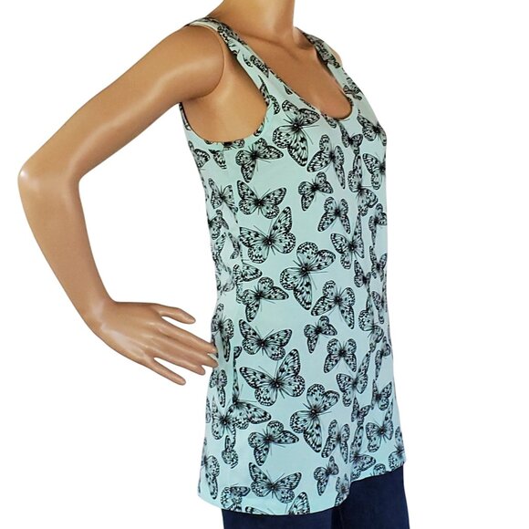 No Boundaries Tank Top Teen Jr 15-17 XL Mint Green Black Butterfly Knit Stretch - Picture 4 of 8